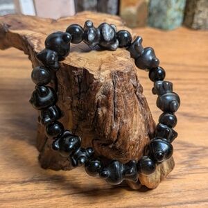 Handmade Silver Sheen Obsidian Bear Crystal Bracelet